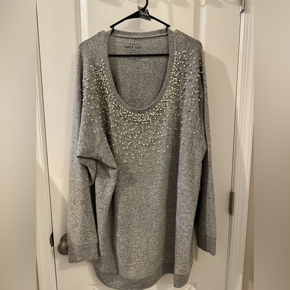 Torrid Super Soft Pearl Crusted Sweater Gray